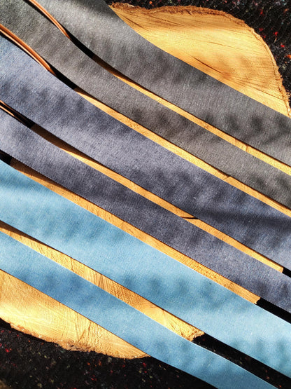 Straight Edge Plain Denim Ribbon Trim- 25mm or 40mm width in Blue or Black- Per yard - DIY Hats Bags, Gift Wrapping