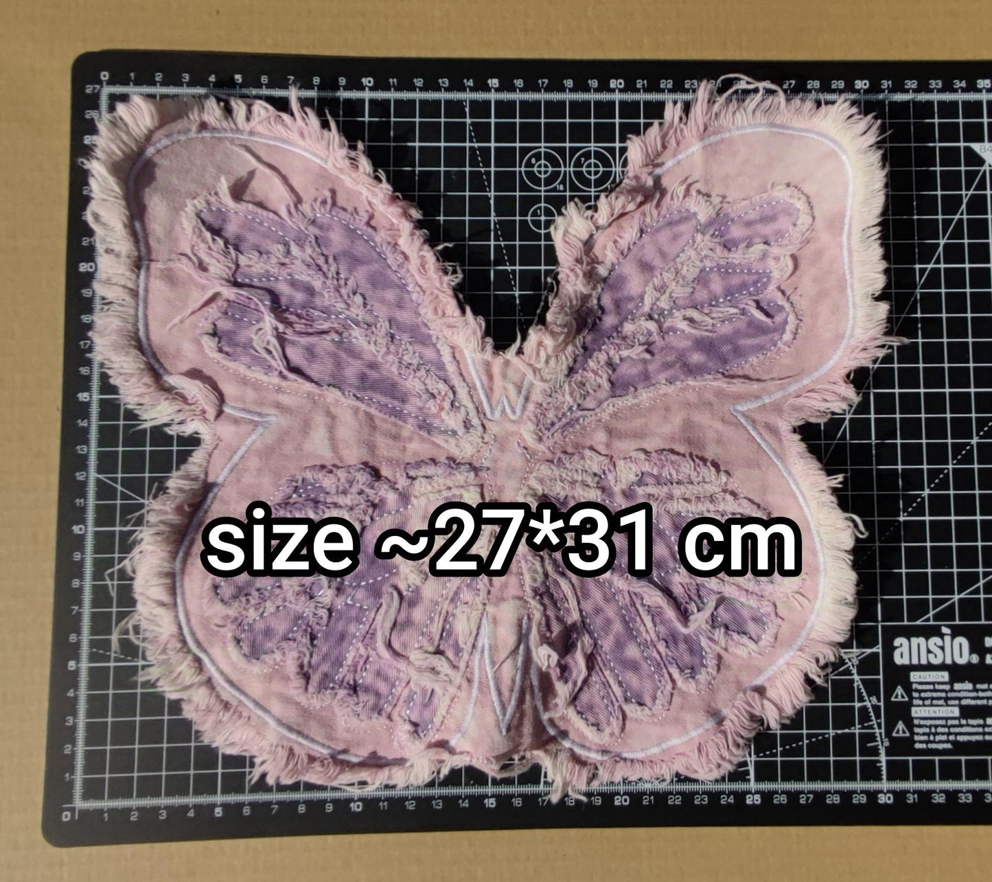 Large Lilac Denim Butterfly Sew on Patch- Size 27cm*31cm -1 Piece Fray edge Motif -DIY Jeans, Jacket Embellishment, Bag making