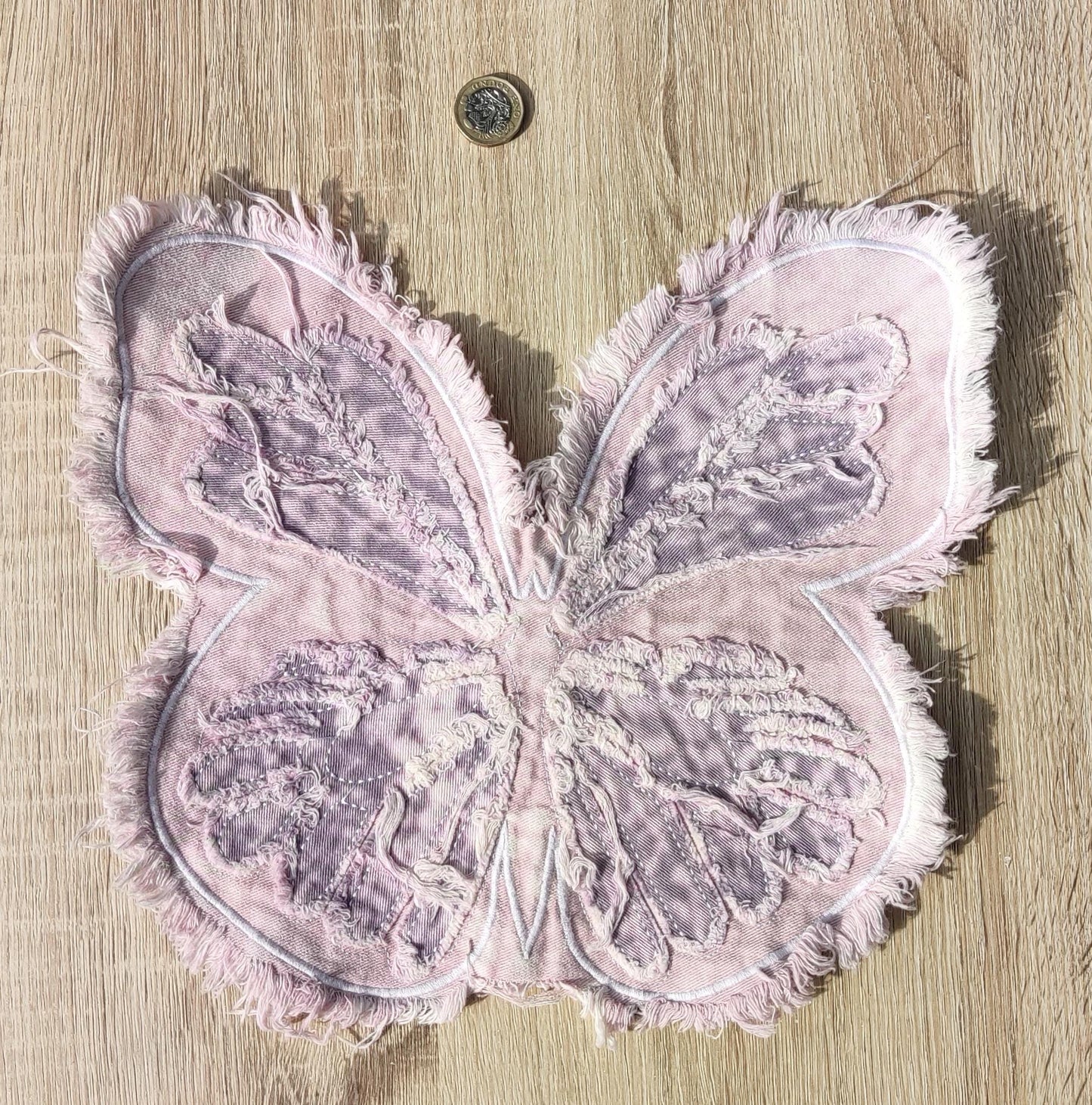 Large Lilac Denim Butterfly Sew on Patch- Size 27cm*31cm -1 Piece Fray edge Motif -DIY Jeans, Jacket Embellishment, Bag making