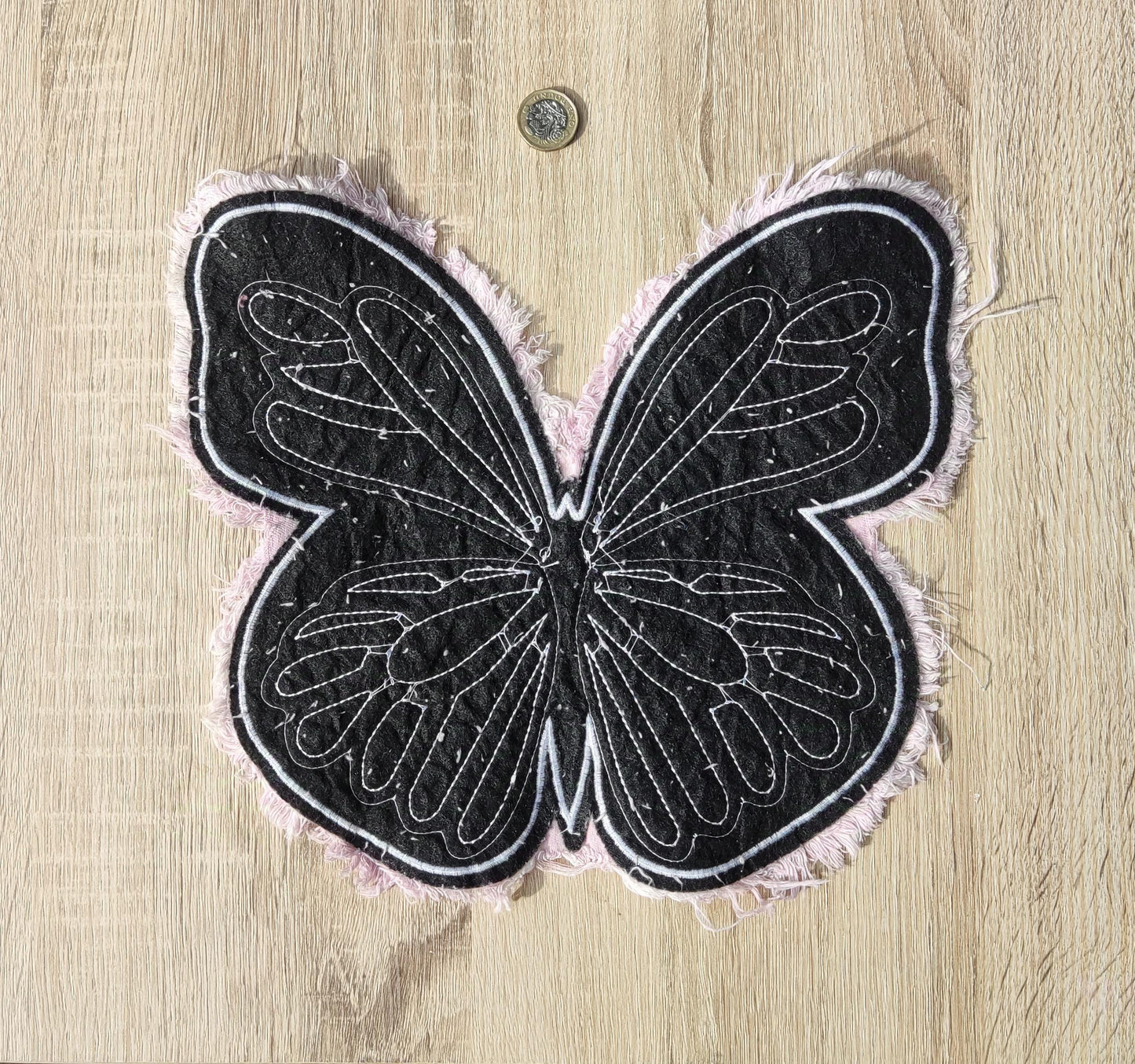 Large Lilac Denim Butterfly Sew on Patch- Size 27cm*31cm -1 Piece Fray edge Motif -DIY Jeans, Jacket Embellishment, Bag making