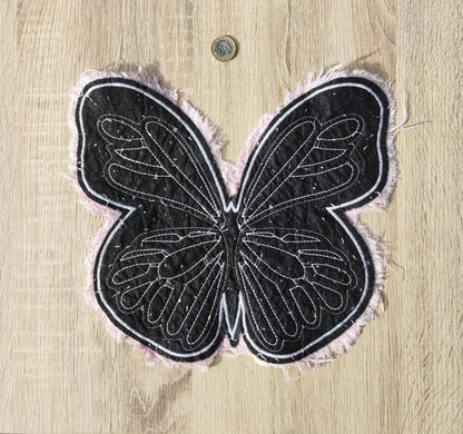 Large Lilac Denim Butterfly Sew on Patch- Size 27cm*31cm -1 Piece Fray edge Motif -DIY Jeans, Jacket Embellishment, Bag making