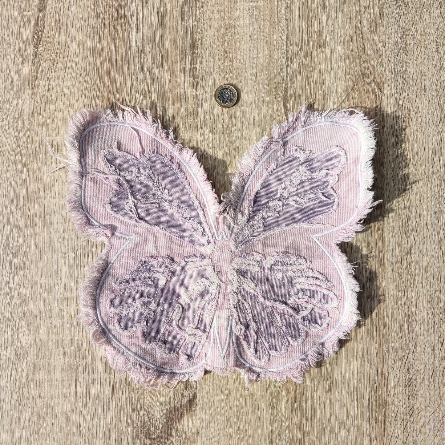 Large Lilac Denim Butterfly Sew on Patch- Size 27cm*31cm -1 Piece Fray edge Motif -DIY Jeans, Jacket Embellishment, Bag making