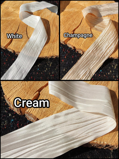 5cm width Textured Chiffon Ribbon with Shimmer- Per yard -Perfect for Wedding Bouquet, Florist Gift Wrap