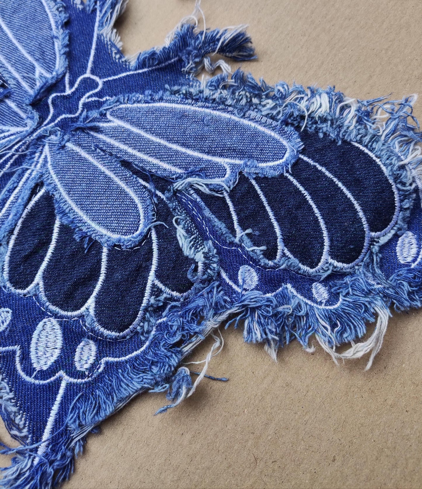 1 Pink Denim Butterfly patch MP01-  Sew on motif/embellishment -DIY clothes bags