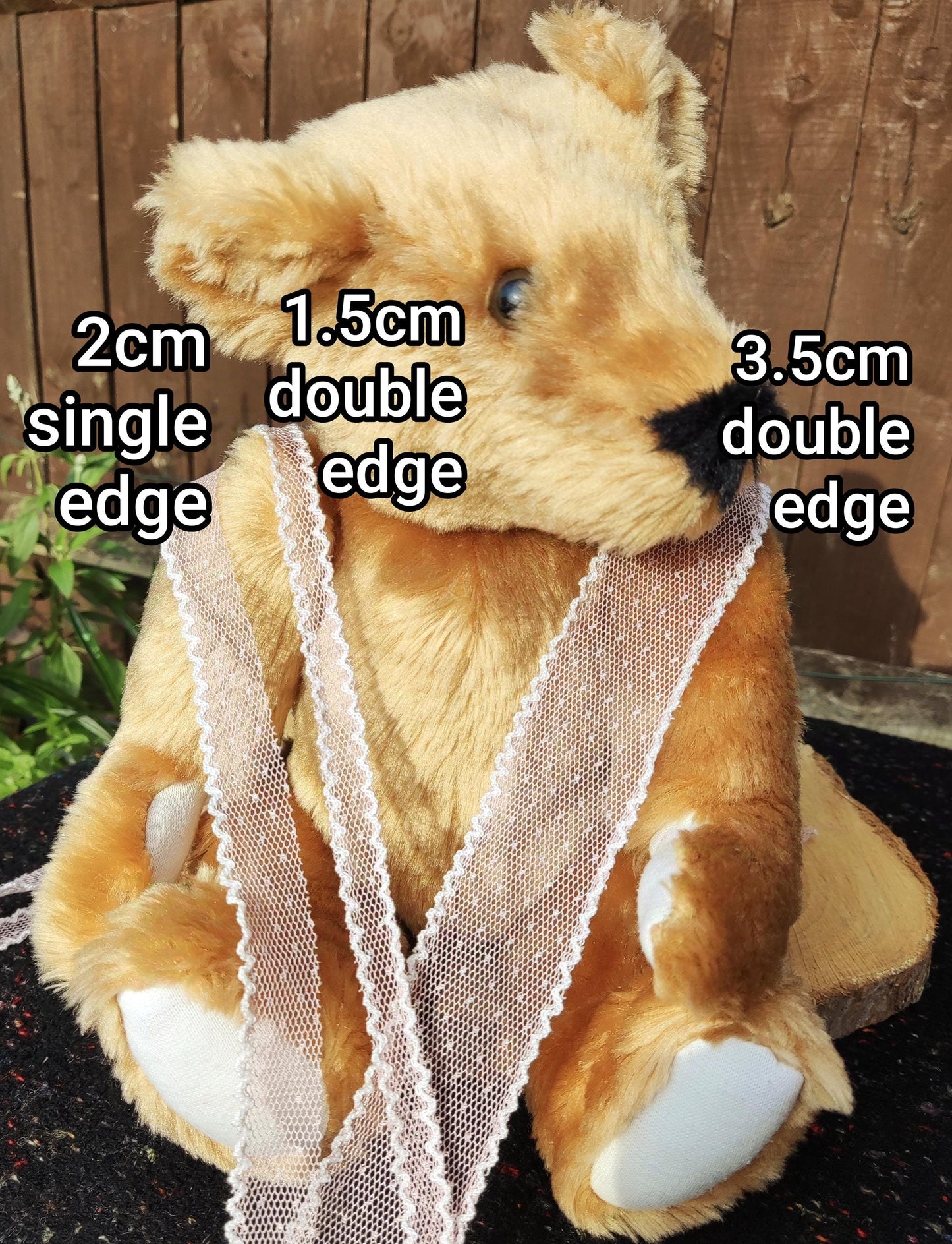 Dotty Pastel Mesh Ribbon with White Scallop Edge - 3.5cm Width Soft Spotty Trim for Doll Clothes, Hairbow, Dressmaking