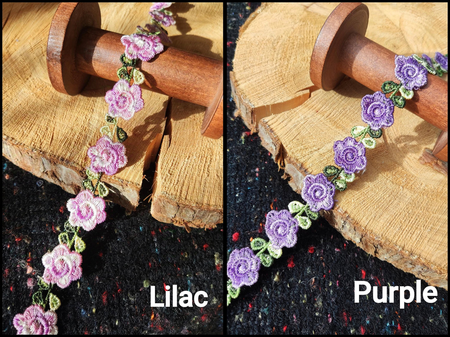 Single Flower Embroidered Floral Ribbon Trim -2cm wide Lace Border-Per yard- For Dressmaking, Home Decor, Doll Clothes, Necklace DIY
