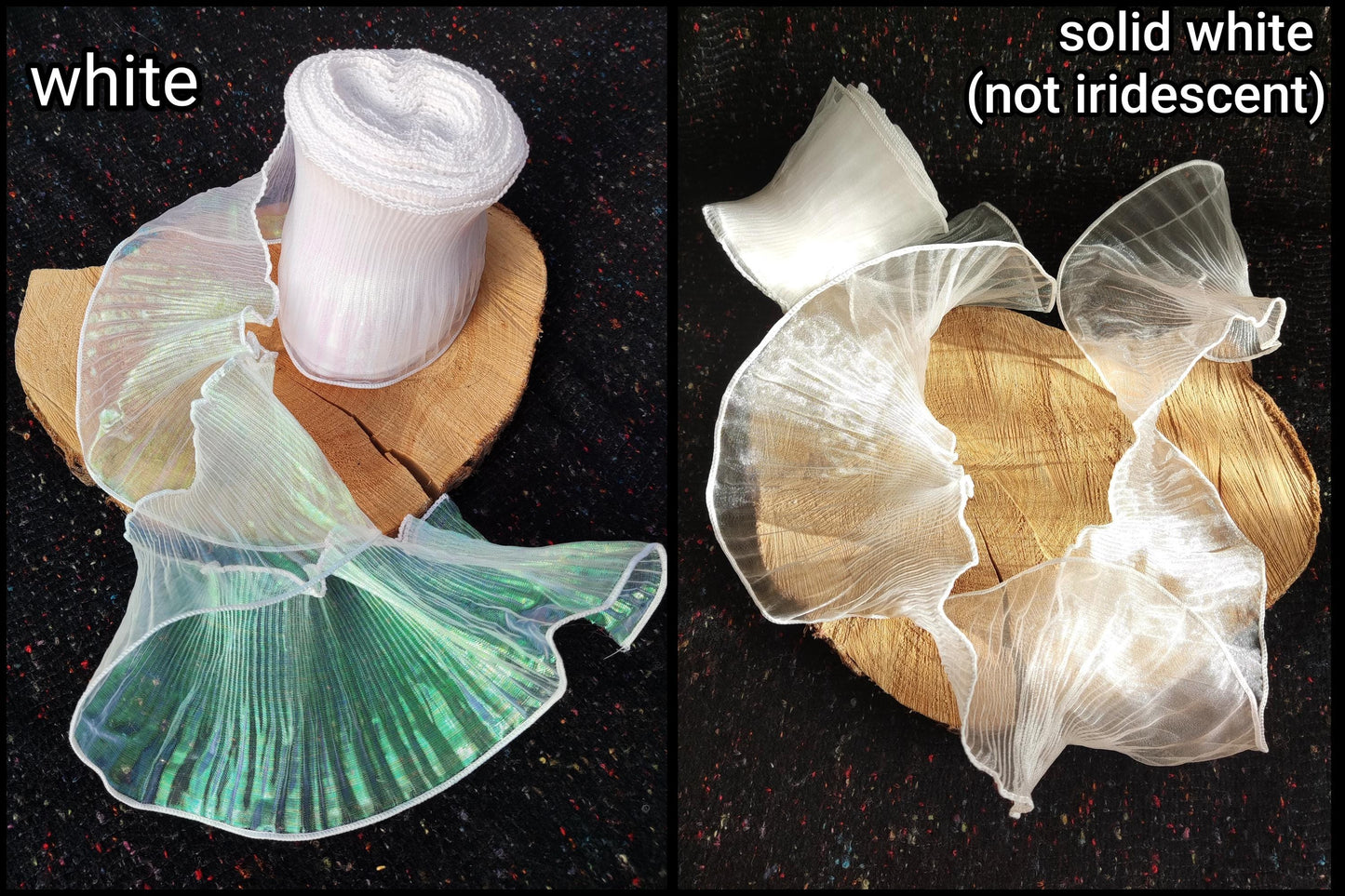 Pleated Iridescent Wide Organza Trim with Rigid Wavy Edge- Per yard Unstretched- DIY Costume, Cosplay, Dancewear