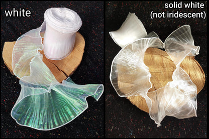 Pleated Iridescent Wide Organza Trim with Rigid Wavy Edge- Per yard Unstretched- DIY Costume, Cosplay, Dancewear