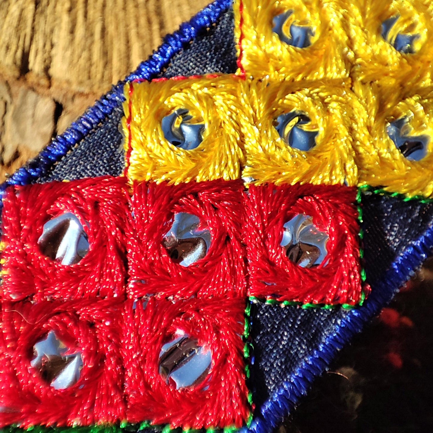 Block Game Inspired Embroidered Retro Trim- 3.5cm Width Mirror work Geometric Pixel Design Border- Per yard -Cushion making, Game room decor