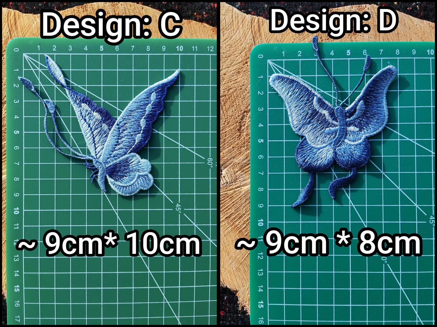 Denim Blue Butterfly Embroidered Sew On Patch- Jeans Applique, Delicate Motif- For Clothes Jeans Bags Hats DIY, Scrapbooking, Junk journals