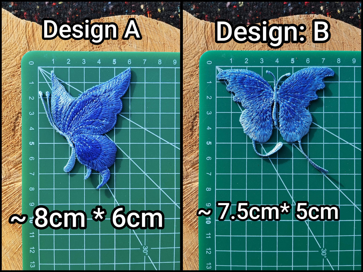 Denim Blue Butterfly Embroidered Sew On Patch- Jeans Applique, Delicate Motif- For Clothes Jeans Bags Hats DIY, Scrapbooking, Junk journals