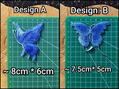 Denim Blue Butterfly Embroidered Sew On Patch- Jeans Applique, Delicate Motif- For Clothes Jeans Bags Hats DIY, Scrapbooking, Junk journals