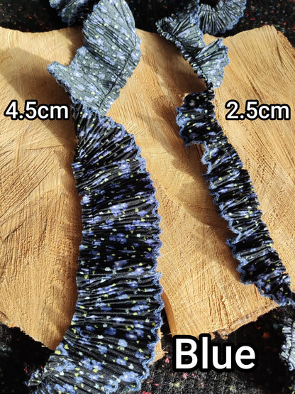 Sweet Floral Pleated Chiffon Trim with Scallop Edge- Per yard -Frilly Border for Doll clothes, Dressmaking