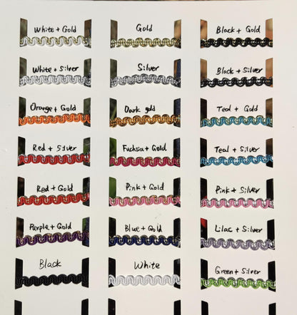 Metallic Ric Rac Two tone Braid Trim- 5mm width Narrow Wavy S Shape Border- Per yard - For Doll Clothes, Costume DIY, Upholstery Decor