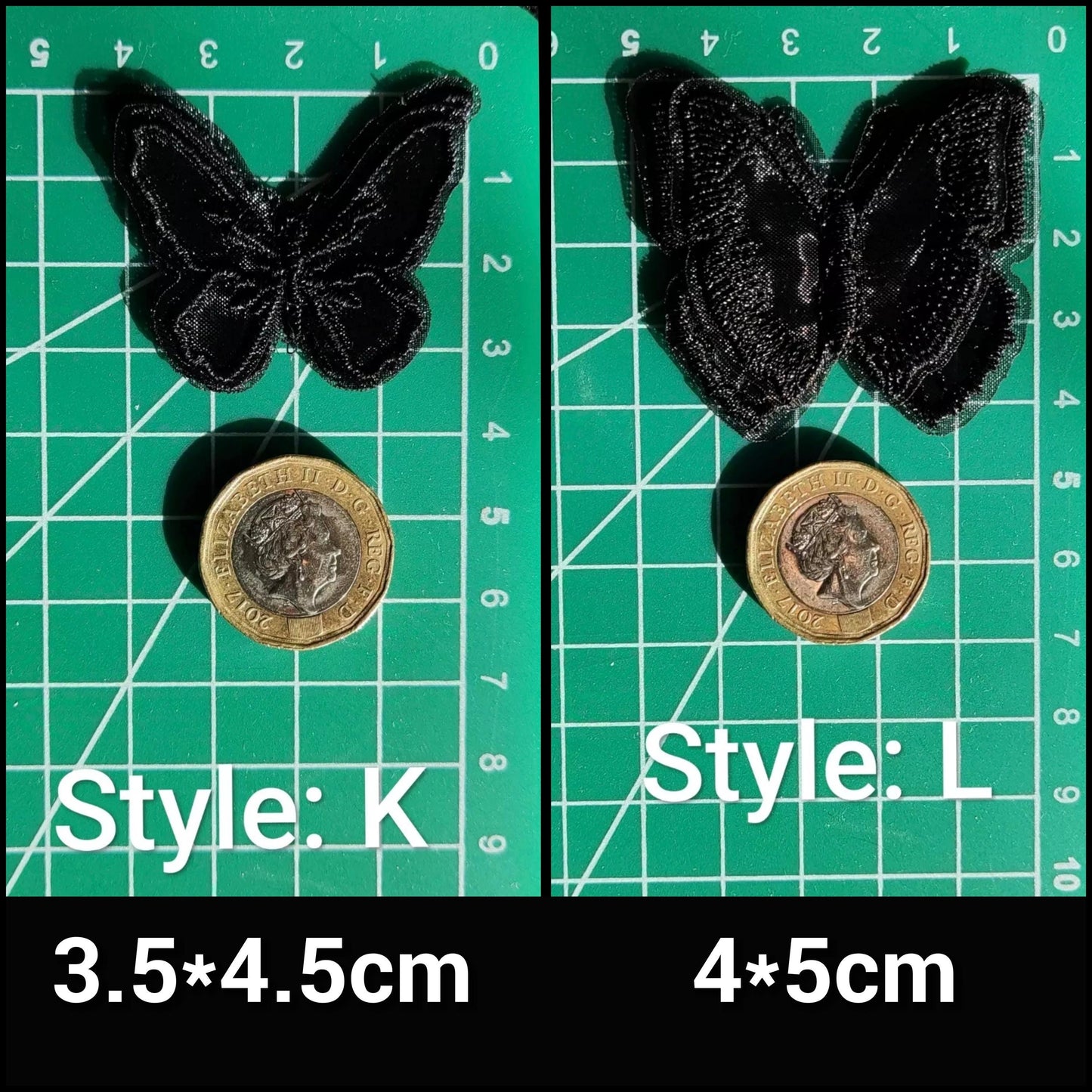 Black Butterfly Lace Sew on Appliqué -Delicate double layered organza Embroidery Motif Patch -DIY Bridal Dressmaking, Wedding veil
