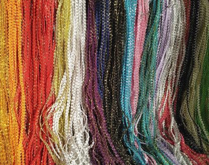 Metallic Ric Rac Two tone Braid Trim- 5mm width Narrow Wavy S Shape Border- Per yard - For Doll Clothes, Costume DIY, Upholstery Decor