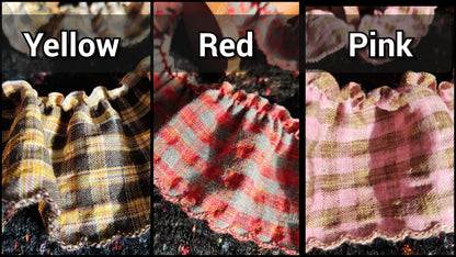 Country Gingham Ruffle Trim with Scallop Edge-Tartan Plaid Frilly Border- Per yard -For Doll Clothes DIY, Scrunchie, Dressmaking