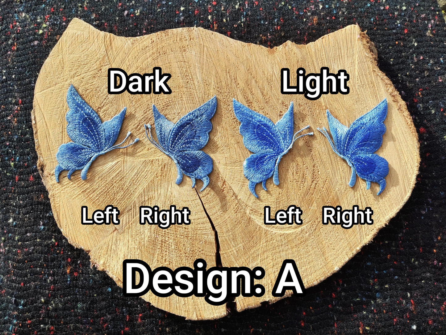 Denim Blue Butterfly Embroidered Sew On Patch- Jeans Applique, Delicate Motif- For Clothes Jeans Bags Hats DIY, Scrapbooking, Junk journals