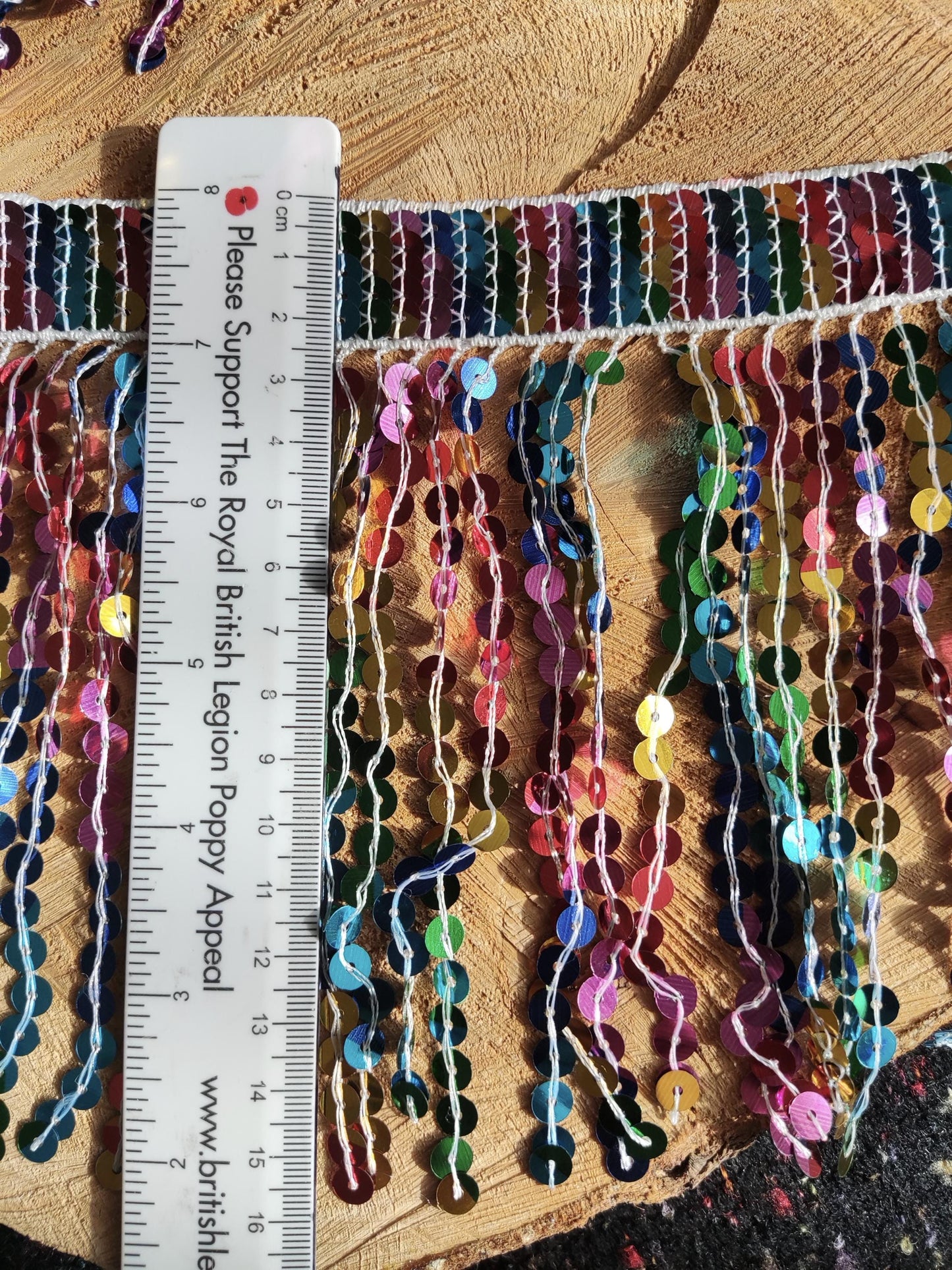 Rainbow Sequin Tassel Trim: 16cm Sparkly Fringe for Dancewear, Costume- Sold by the yard