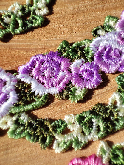 Rococo Rose Chain Floral Trim- 3.5cm width Flower Vine Embroidered Lace Border for Clothing, Costume, Dressmaking, Upholstery