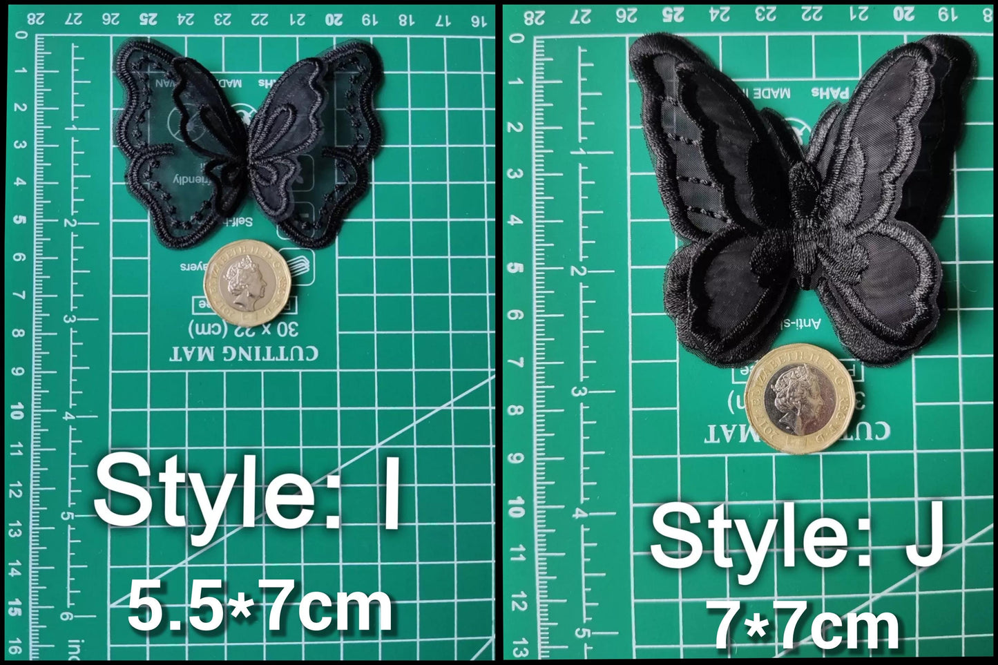 Black Butterfly Lace Sew on Appliqué -Delicate double layered organza Embroidery Motif Patch -DIY Bridal Dressmaking, Wedding veil