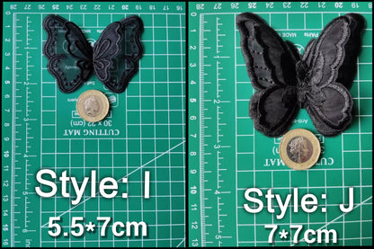 Black Butterfly Lace Sew on Appliqué -Delicate double layered organza Embroidery Motif Patch -DIY Bridal Dressmaking, Wedding veil