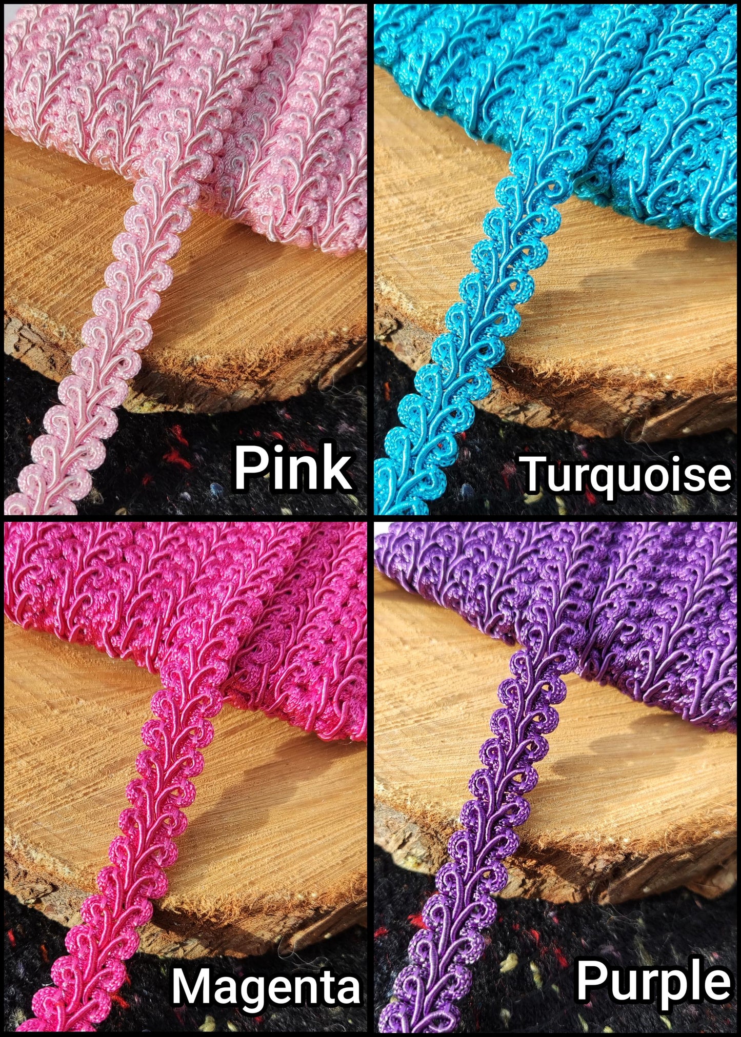 Rayon Gimp Scroll Braid Trim- 12mm Width- Per yard - For Upholstery, Costume DIY, Soft furnishing
