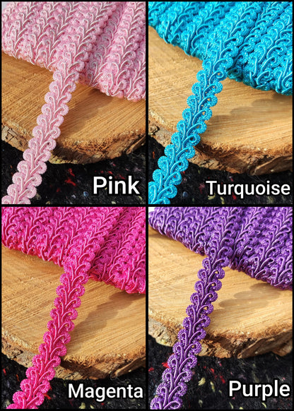 Rayon Gimp Scroll Braid Trim- 12mm Width- Per yard - For Upholstery, Costume DIY, Soft furnishing