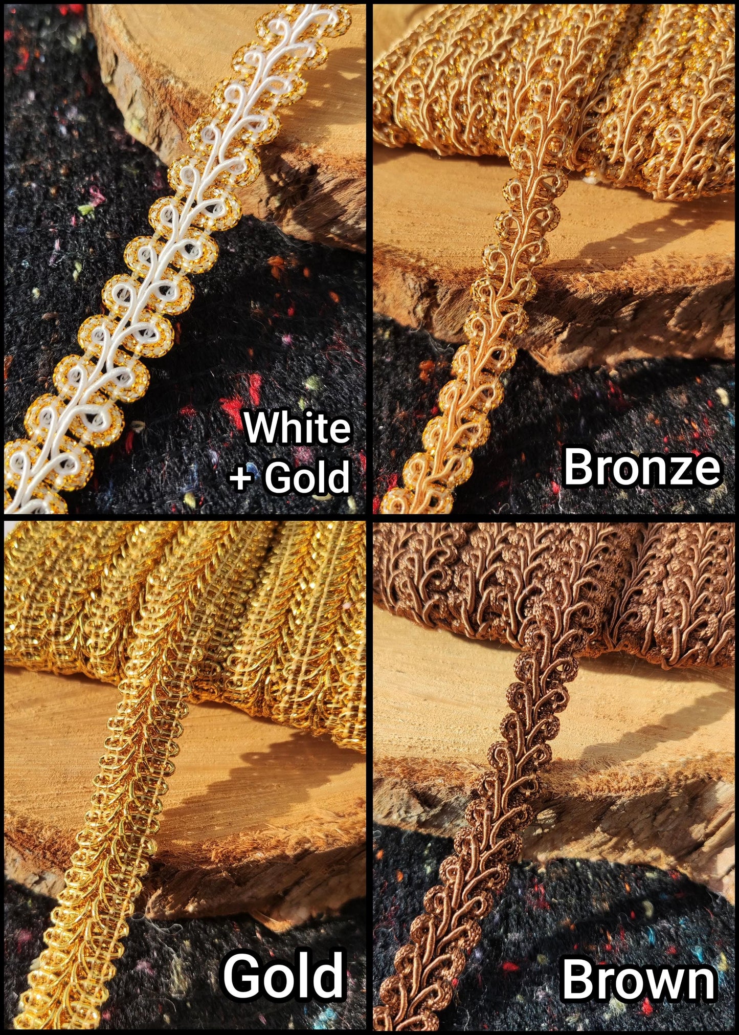Rayon Gimp Scroll Braid Trim- 12mm Width- Per yard - For Upholstery, Costume DIY, Soft furnishing