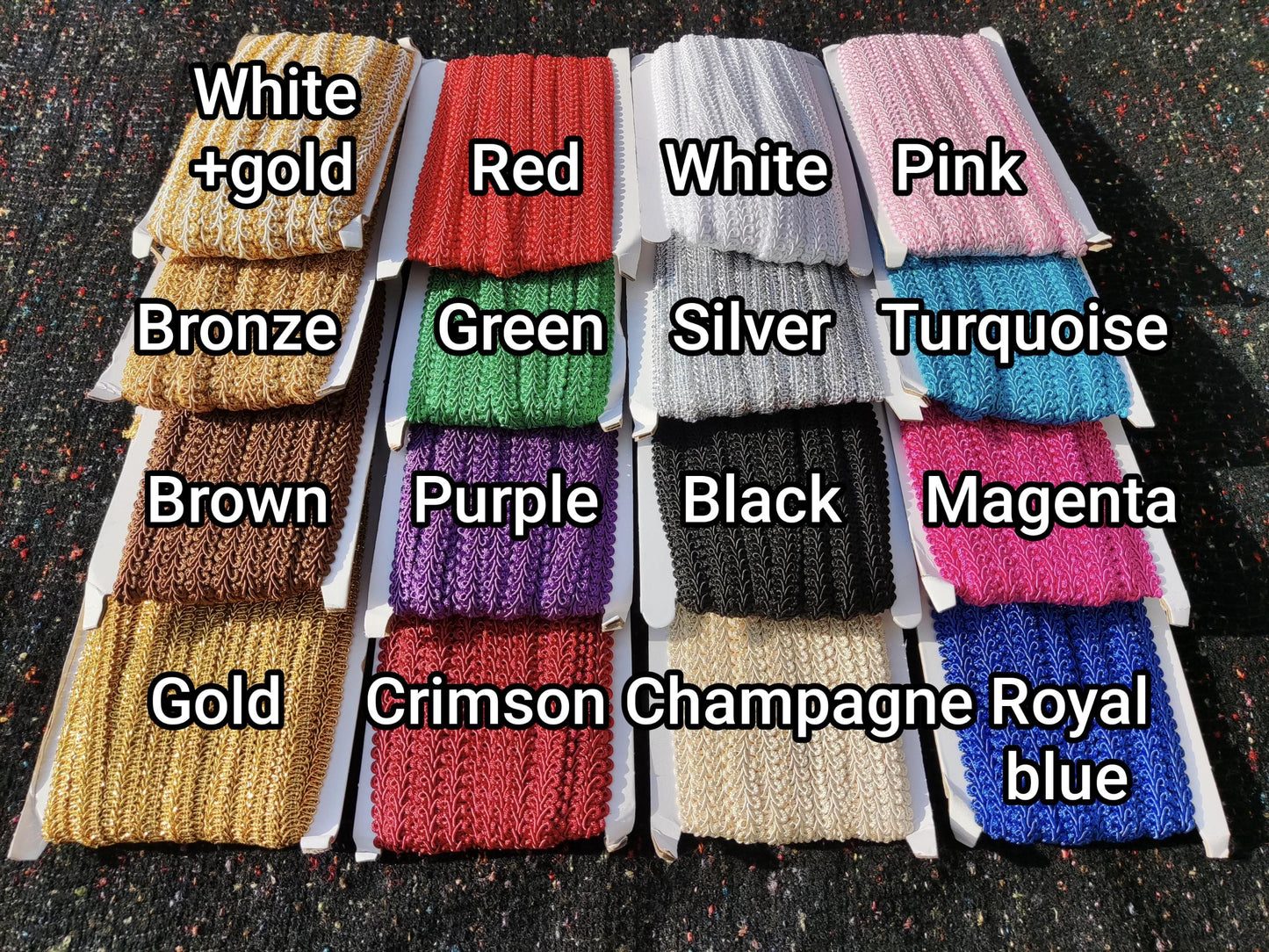 Rayon Gimp Scroll Braid Trim- 12mm Width- Per yard - For Upholstery, Costume DIY, Soft furnishing
