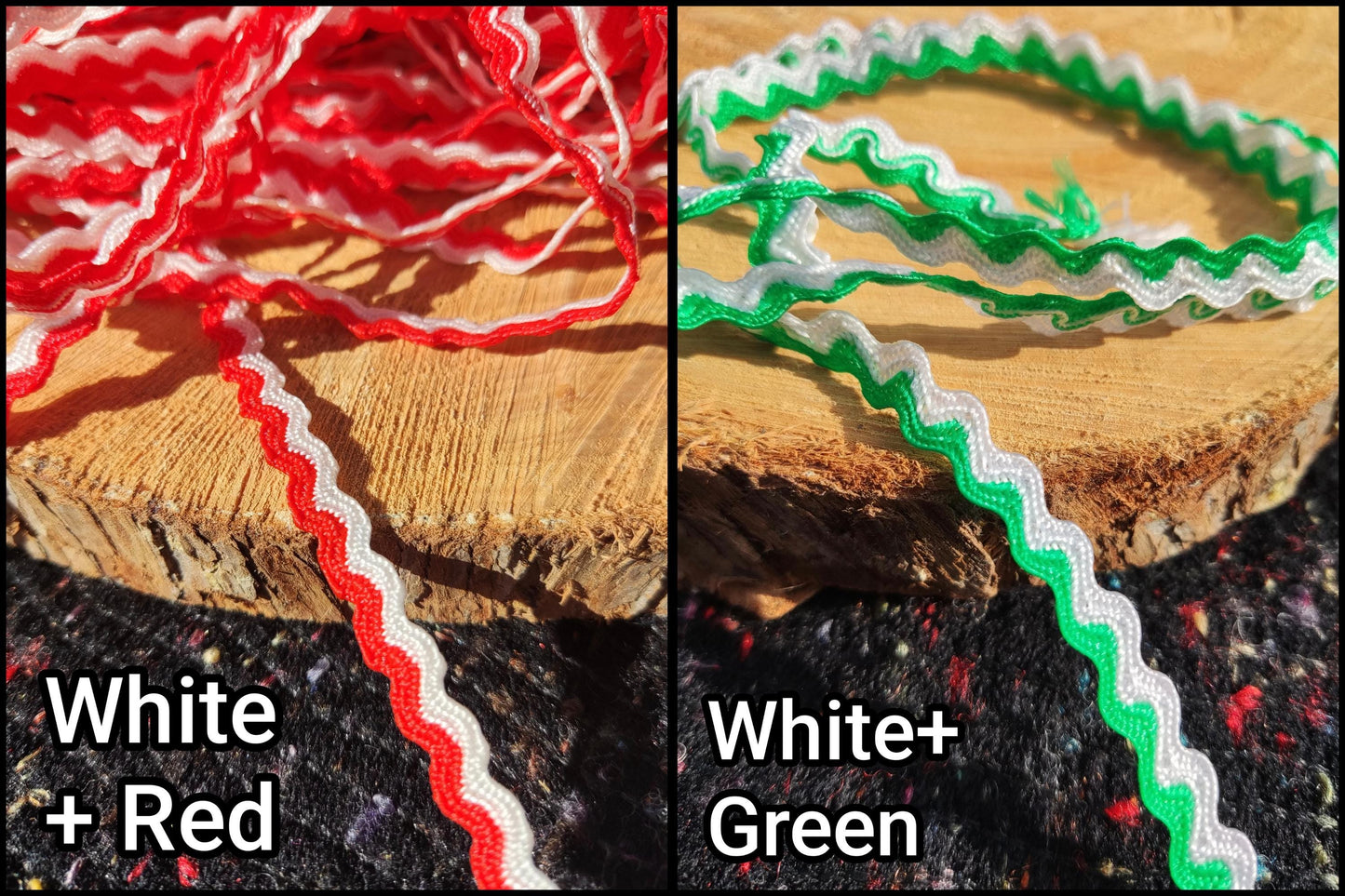 Cheerful Two tone Ric Rac Wavy Trim- Sold by the yard - 5mm Width Narrow S Shape Ribbon for Card making, Doll clothes, Home decor