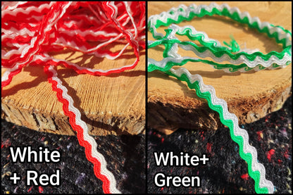 Cheerful Two tone Ric Rac Wavy Trim- Sold by the yard - 5mm Width Narrow S Shape Ribbon for Card making, Doll clothes, Home decor