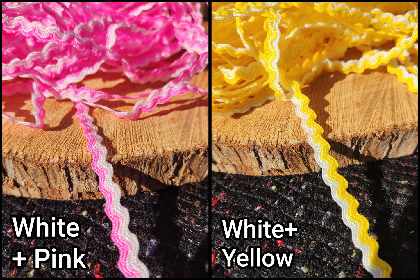 Cheerful Two tone Ric Rac Wavy Trim- Sold by the yard - 5mm Width Narrow S Shape Ribbon for Card making, Doll clothes, Home decor