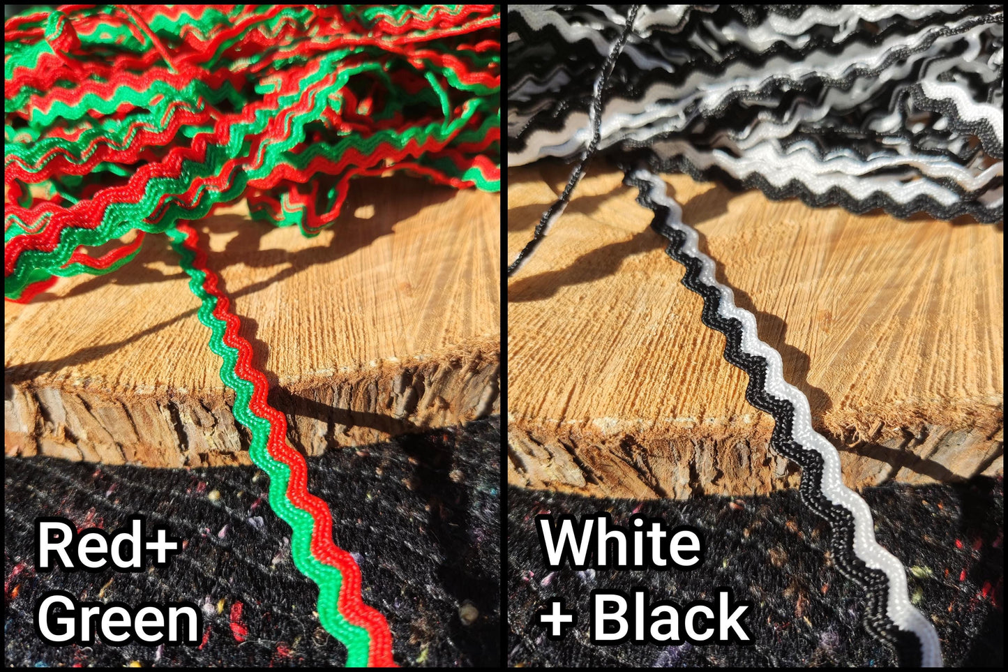 Cheerful Two tone Ric Rac Wavy Trim- Sold by the yard - 5mm Width Narrow S Shape Ribbon for Card making, Doll clothes, Home decor