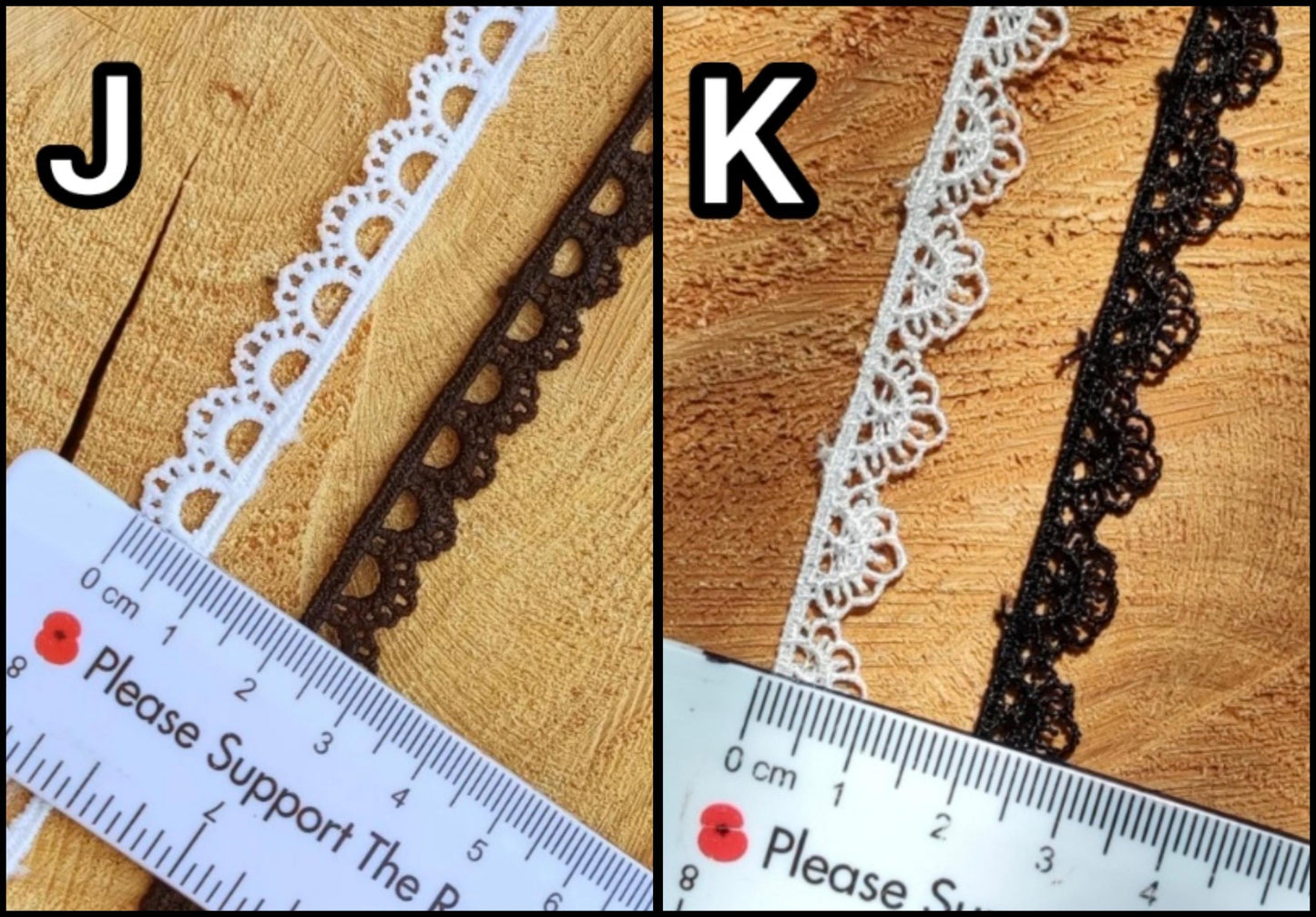 Narrow Lace Trim in White or Black- Per Yard- Embellishment for Doll Making, Bridal gown, Scrapbooking, Necklace DIY