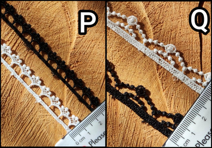 Narrow Lace Trim in White or Black- Per Yard- Embellishment for Doll Making, Bridal gown, Scrapbooking, Necklace DIY