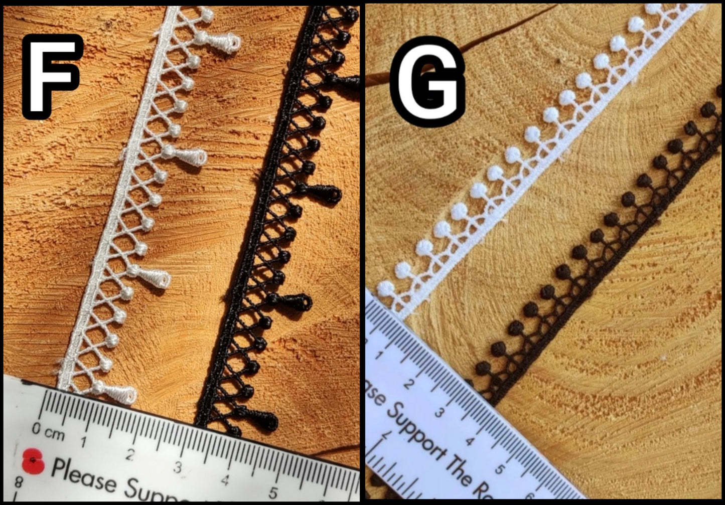 Narrow Lace Trim in White or Black- Per Yard- Embellishment for Doll Making, Bridal gown, Scrapbooking, Necklace DIY