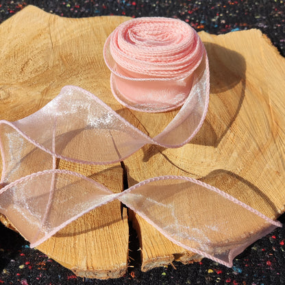Organza Sheer Ribbon -Wired Edge 5cm width- Per yard - Wedding Bouquet/Invitation/Craft DIY