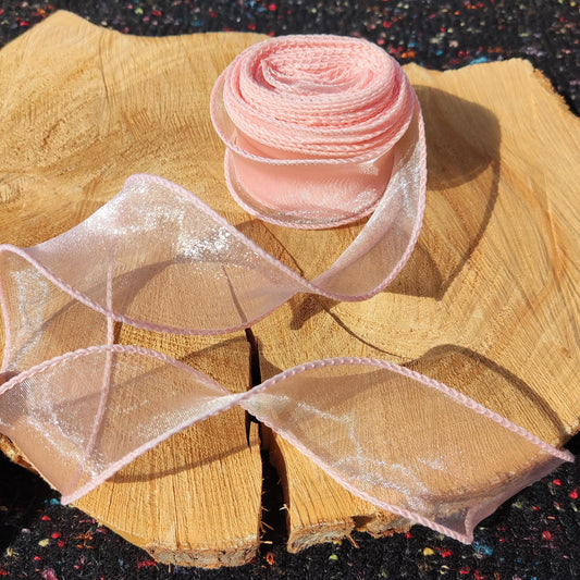 Organza Sheer Ribbon -Wired Edge 5cm width- Per yard - Wedding Bouquet/Invitation/Craft DIY