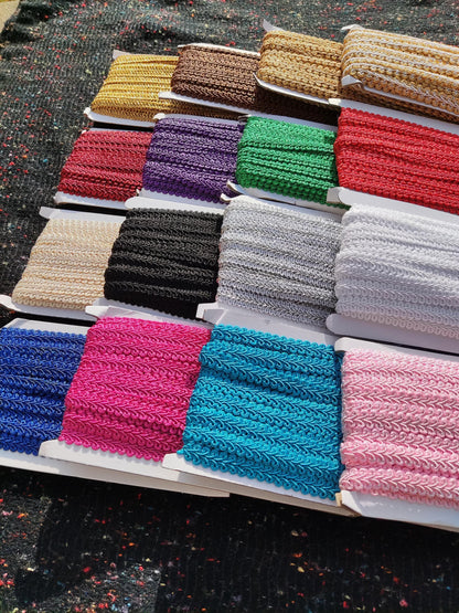 Rayon Gimp Scroll Braid Trim- 12mm Width- Per yard - For Upholstery, Costume DIY, Soft furnishing