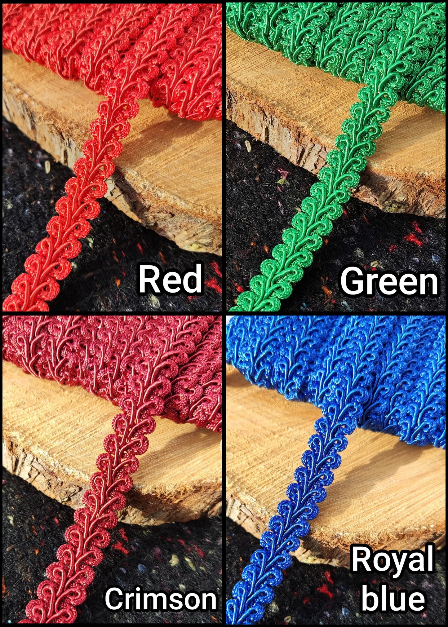 Rayon Gimp Scroll Braid Trim- 12mm Width- Per yard - For Upholstery, Costume DIY, Soft furnishing
