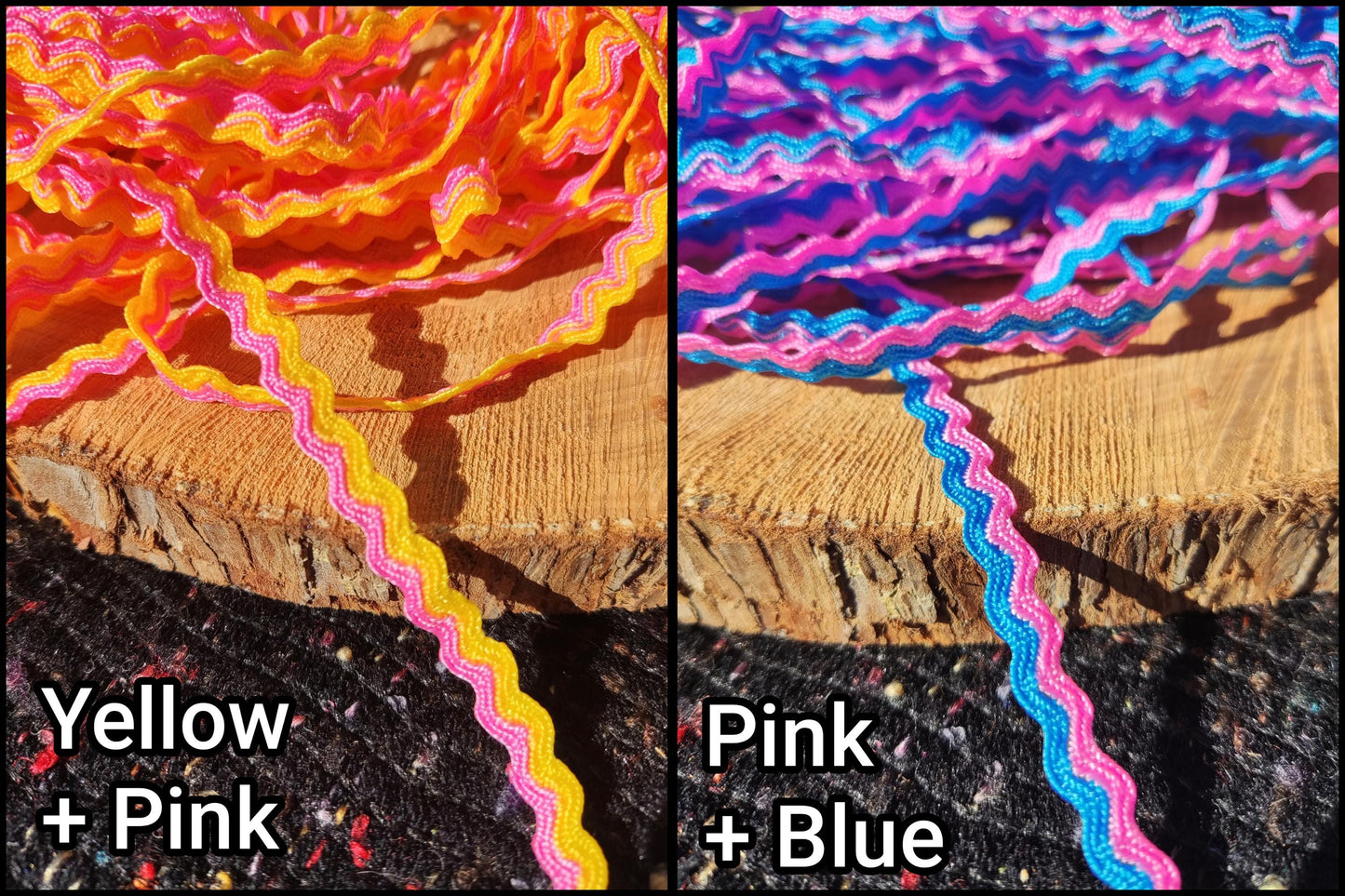 Cheerful Two tone Ric Rac Wavy Trim- Sold by the yard - 5mm Width Narrow S Shape Ribbon for Card making, Doll clothes, Home decor
