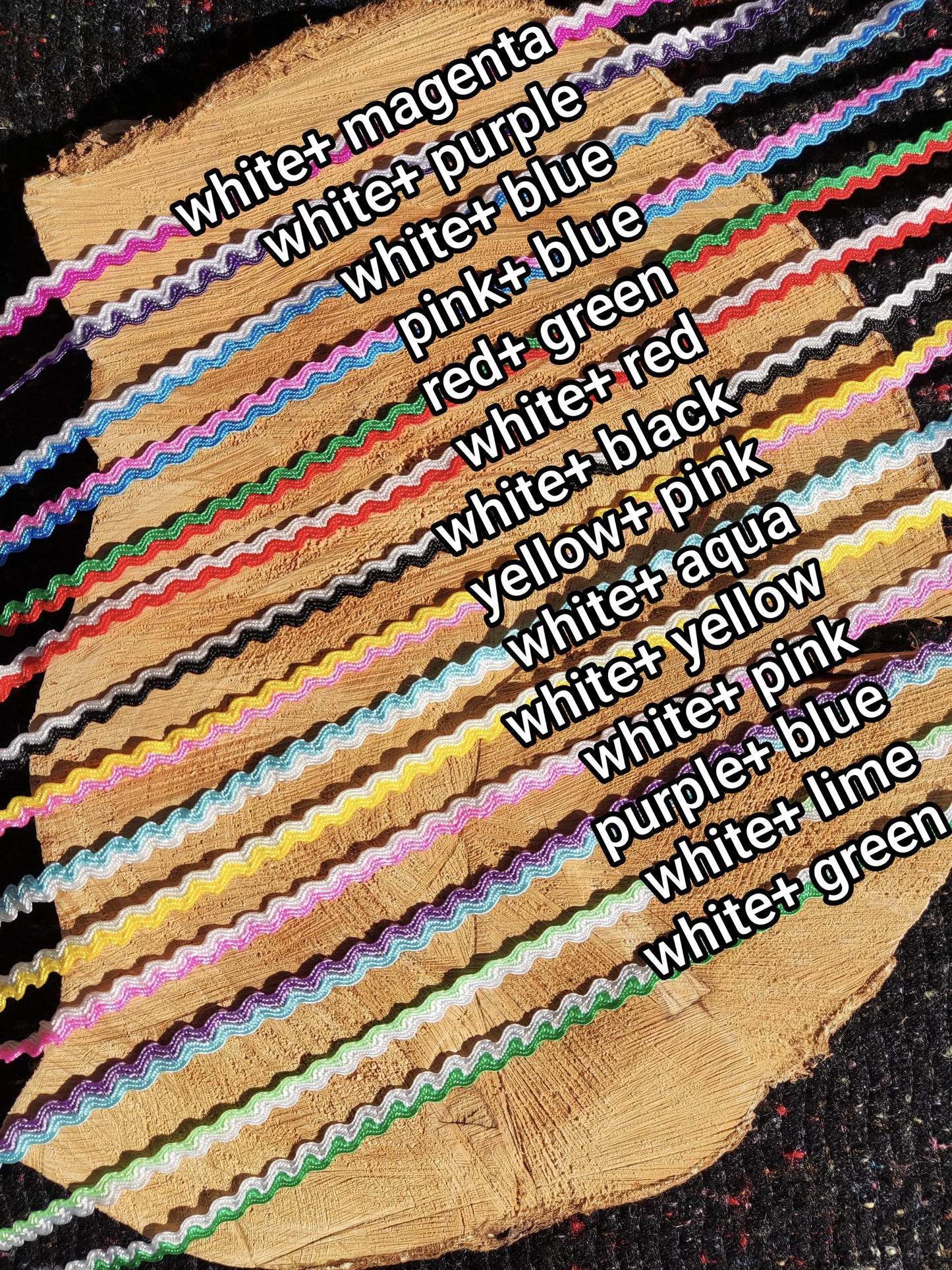 Cheerful Two tone Ric Rac Wavy Trim- Sold by the yard - 5mm Width Narrow S Shape Ribbon for Card making, Doll clothes, Home decor