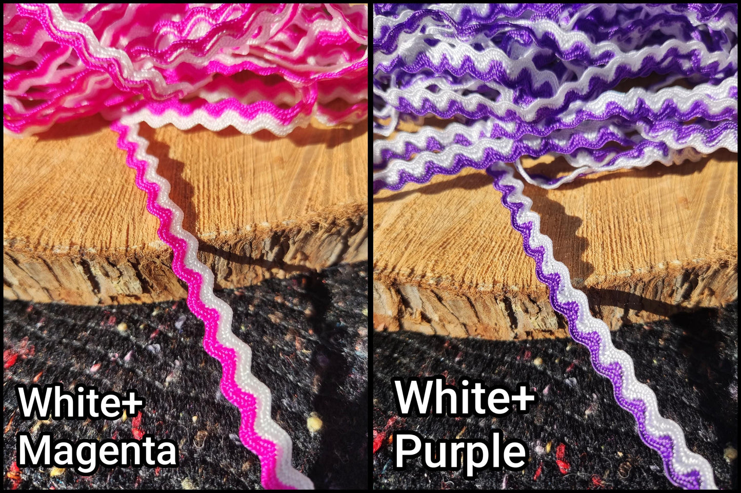 Cheerful Two tone Ric Rac Wavy Trim- Sold by the yard - 5mm Width Narrow S Shape Ribbon for Card making, Doll clothes, Home decor