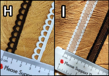 Narrow Lace Trim in White or Black- Per Yard- Embellishment for Doll Making, Bridal gown, Scrapbooking, Necklace DIY