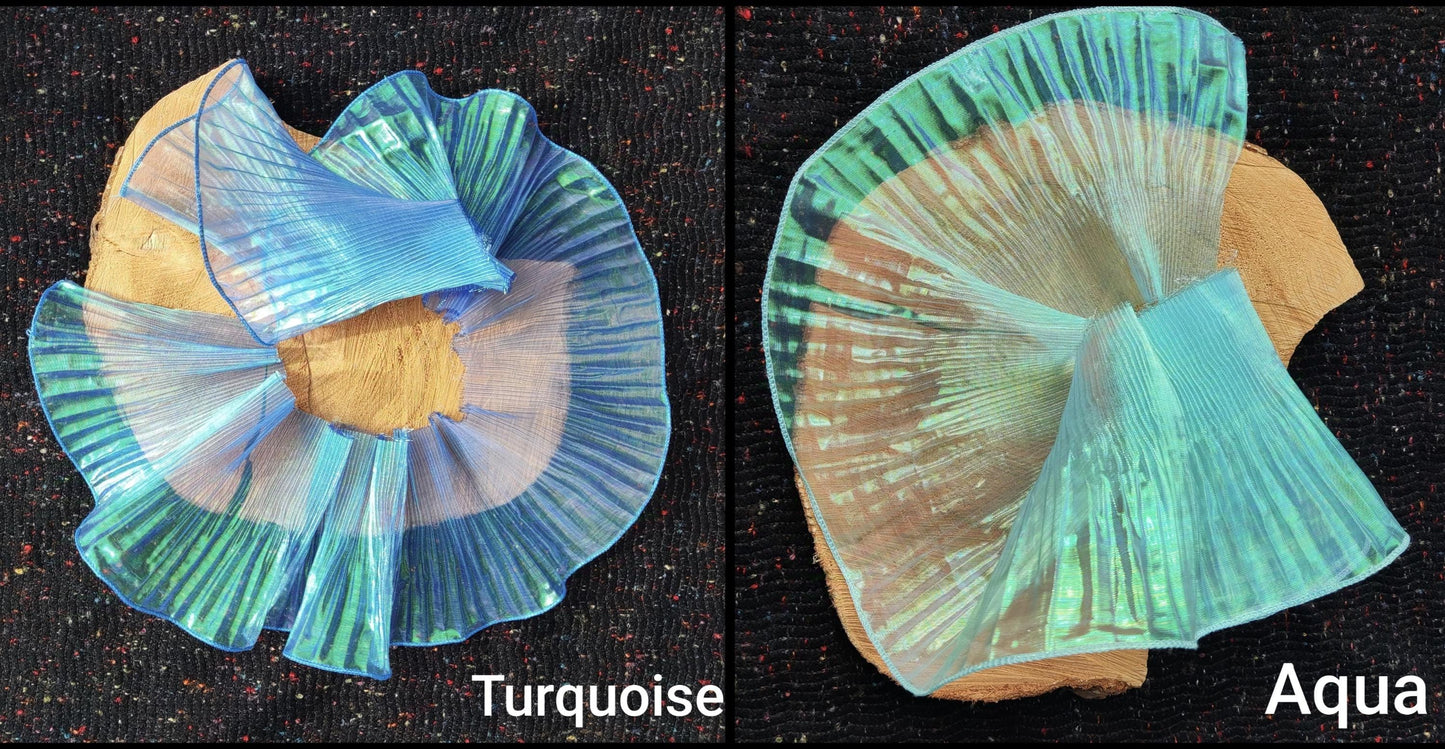 Pleated Iridescent Wide Organza Trim with Rigid Wavy Edge- Per yard Unstretched- DIY Costume, Cosplay, Dancewear