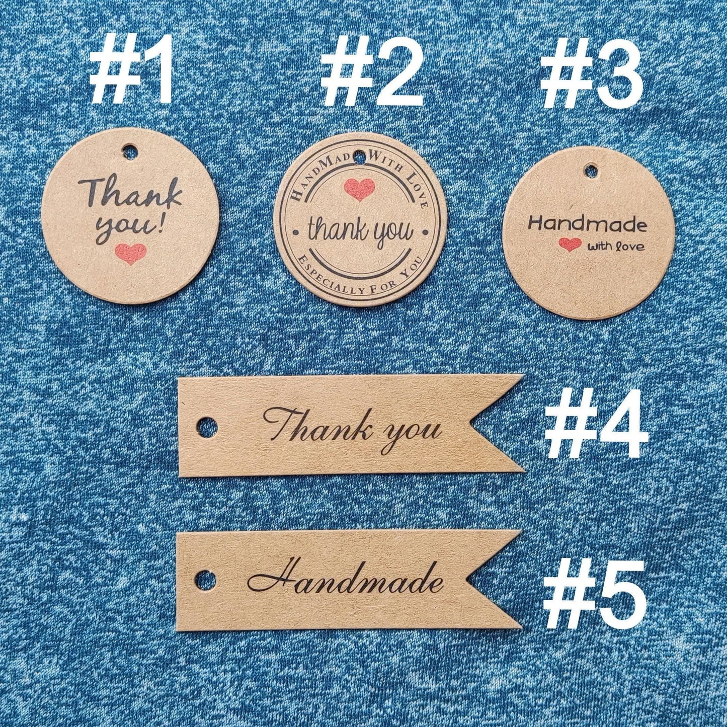 10pcs Kraft Paper Gift Tags Labels -Thank You/Handmade with Love- DIY Christmas Birthday Wedding Favour Invitations Bouquet