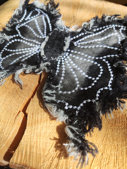 Large Black Denim Fray edge Butterfly patch -1pc Sew on Embroidered Motif -For Jeans embellishment, Jacket DIY, Bag making