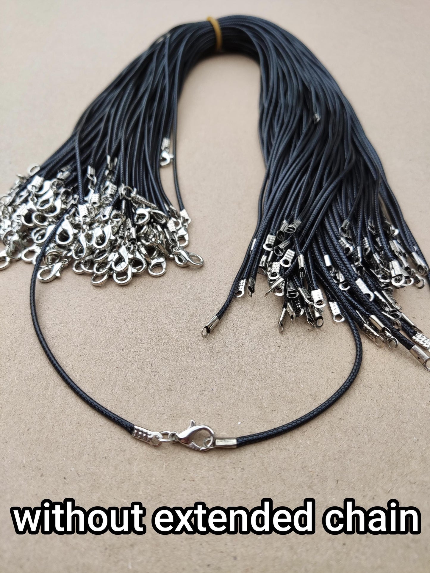 43cm/50cm/55cm/60cm- Braided 1.5mm width PU Necklace Cords- Black with Silver Lobster Clasps