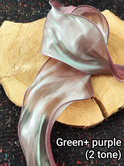 Curly Edge Glossy Organza Ribbon -Per yard- 5 or 8cm Wide Sheer Ribbon for Bridal Bouquet, Florist wrap